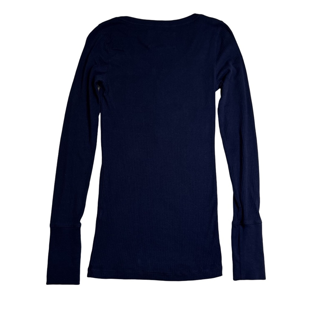 Aeropostale Shirt Tee  Navy Blue Long Sleeve Henley Size Medium Button Front NEW - Picture 4 of 12